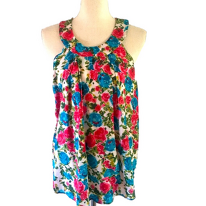 VELVET silk halter vintage floral print sleeveless blouse, size S